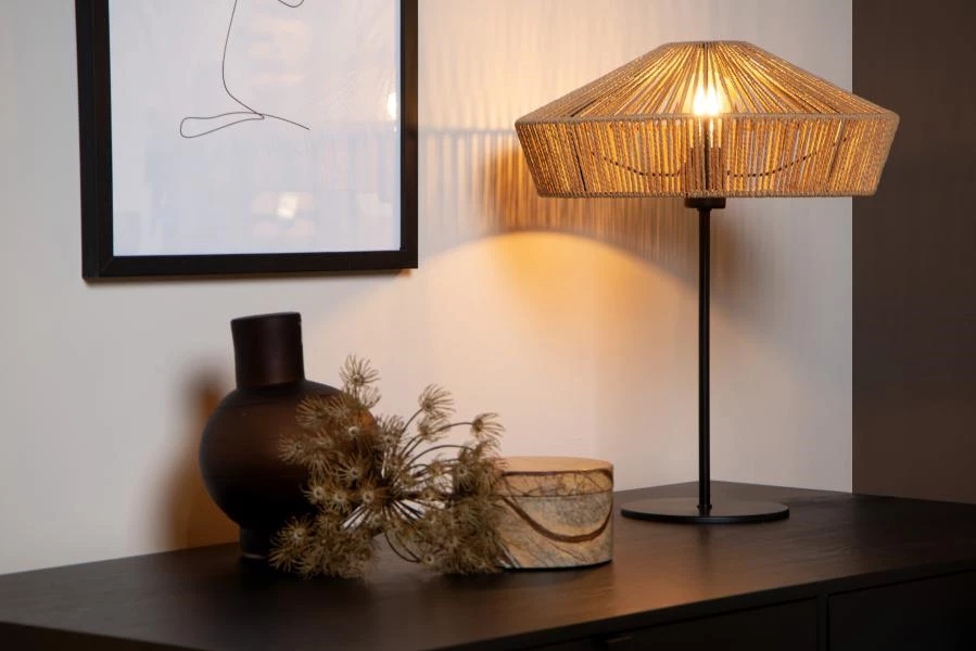 Lucide YUNKAI - Table lamp - Ø 40 cm - 1xE27 - Natural - atmosphere 1